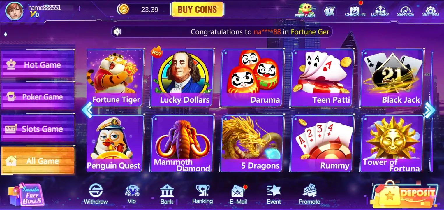 Luck22 Main Dashboard Screenshot