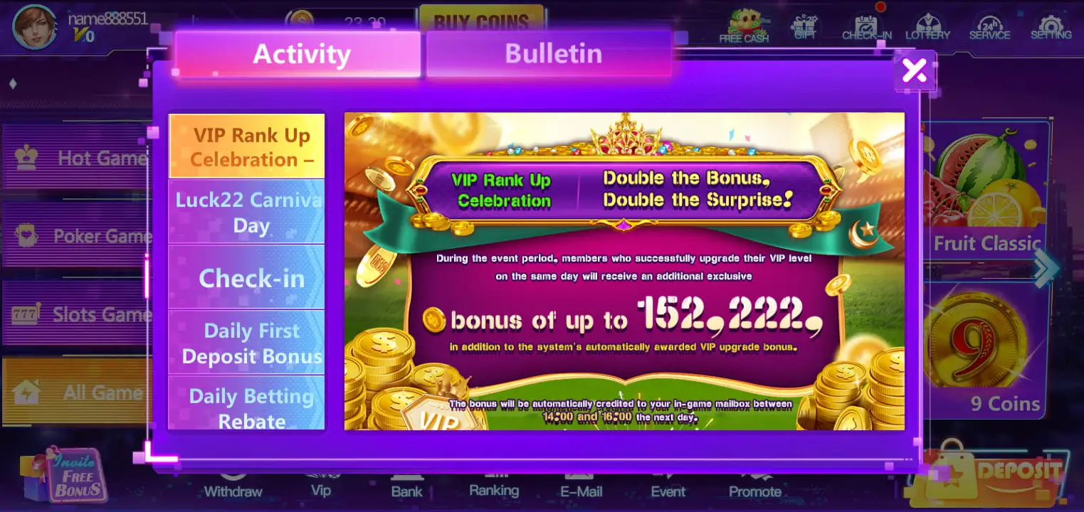 VIP Game Screenshot